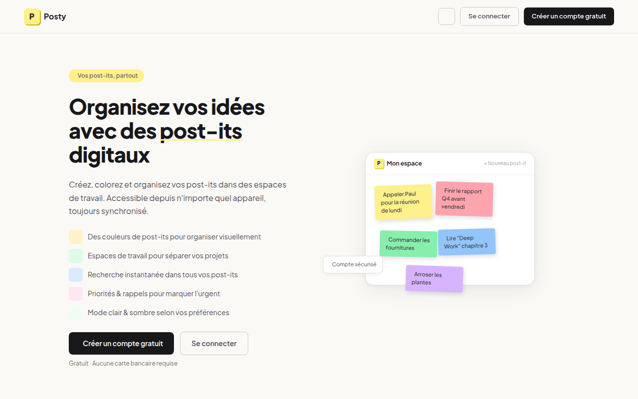 Posty — app de notes collaboratives via post-its